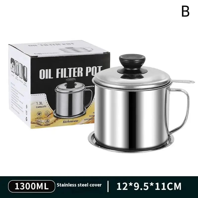 Stainless Steel Oil Strainer Pot Container Jug Storage Can Filter Qme B