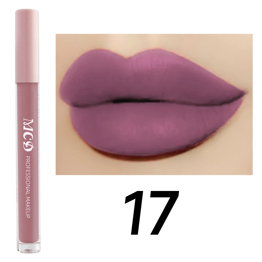 Dark Brown Matte Velvet Lip Gloss Waterproof Liquid Lipstick Nude Qme 17