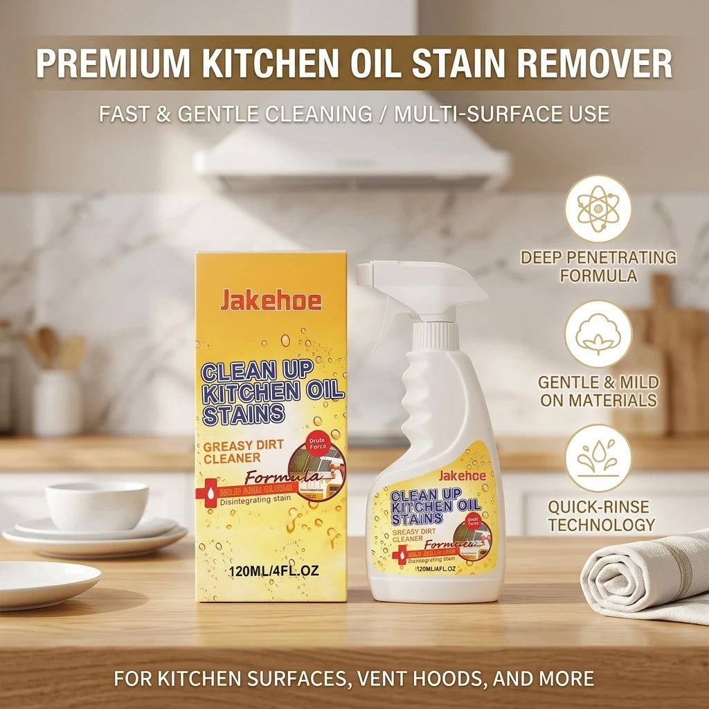 Kitchen Grease Stain Remover Spray Dissolve Caked Cooking Grease Remove Food Residue Fast-Acting Multi-surface Gentle Degreaser Qme