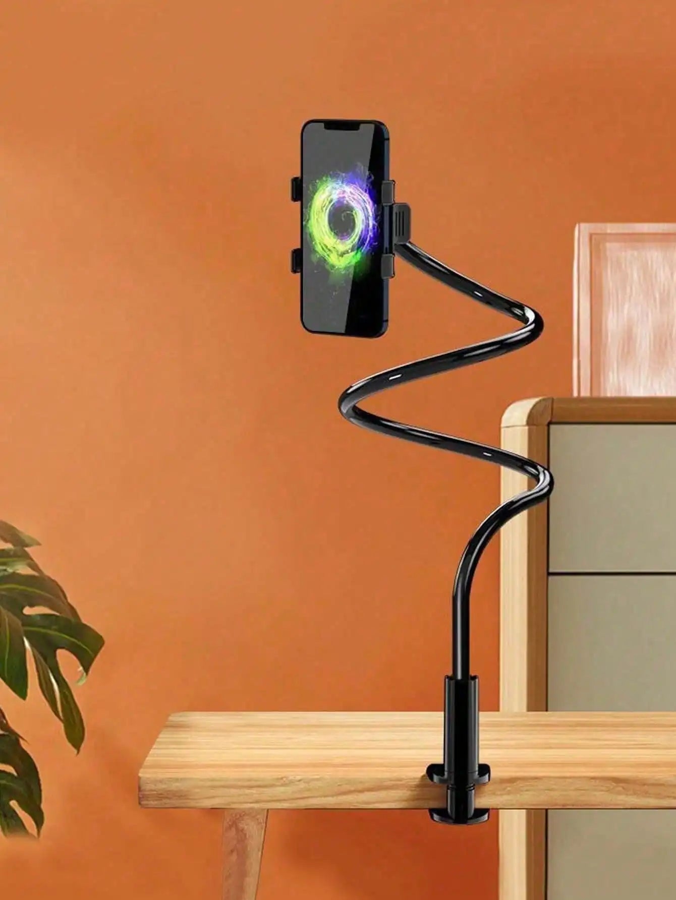 Mobile Phone Clip Stand Bedside 360 Degree Rotating Plastic Flexible Qme 1pc