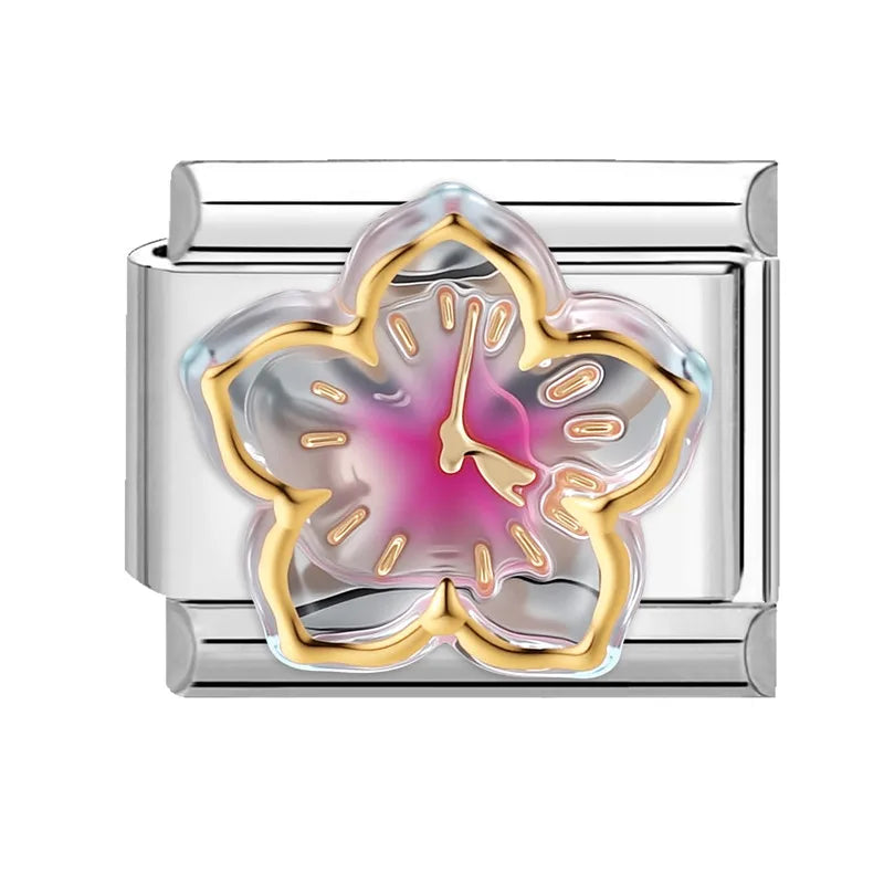 Fashion Colorful Y2K Heart Blue Purple Butterfly Italian Link Fit 9mm Stainless Steel Jewelry Making Charms Bracelets DIY Gifts Qme Style 25