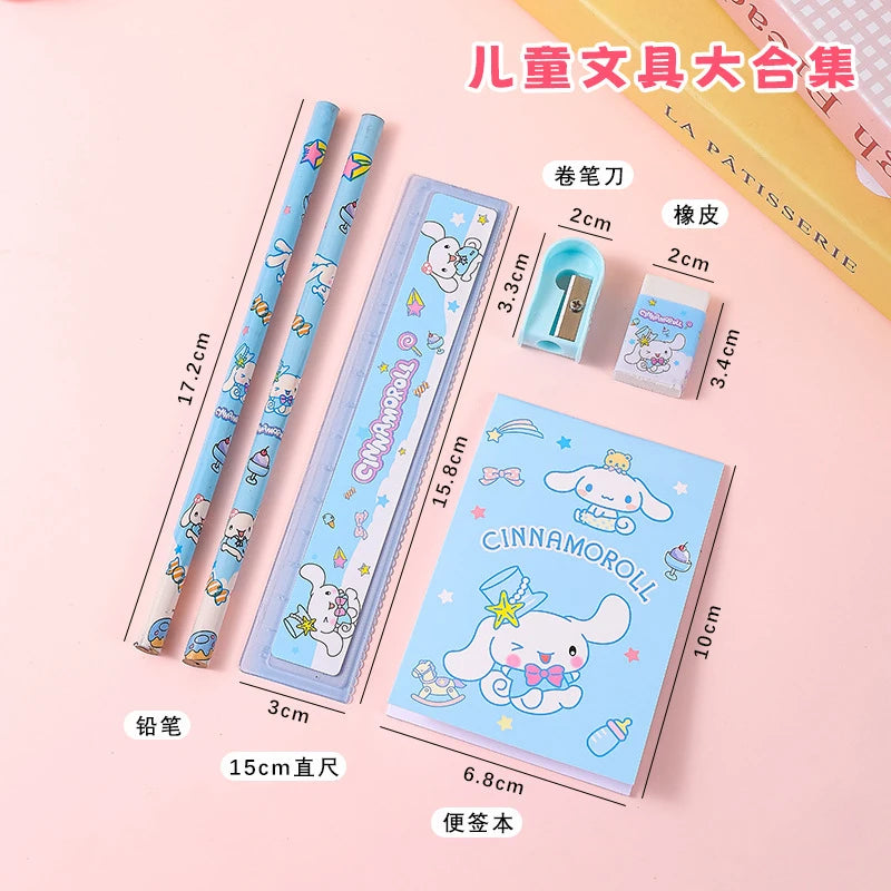 Hello Kitty Kuromi Stationery Set Student Birthday Gift Box Event Prizes: Ruler, Pencil, Eraser Qme