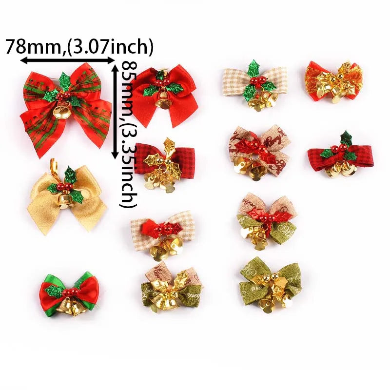 85-36mm Bow Shape Christmas Style Appliques For Clothing Hat Home Decorative Accessories Personalized Holiday Supplies cp3829 Qme