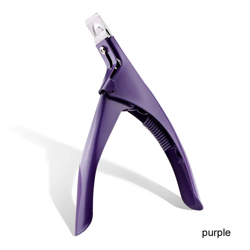 Stainless Steel U Shaped False Nail Cutter Professional Acrylic Nail Tip Trimming Clipper Multipurpose Manicure Salon Care Tool Qme PURPLE