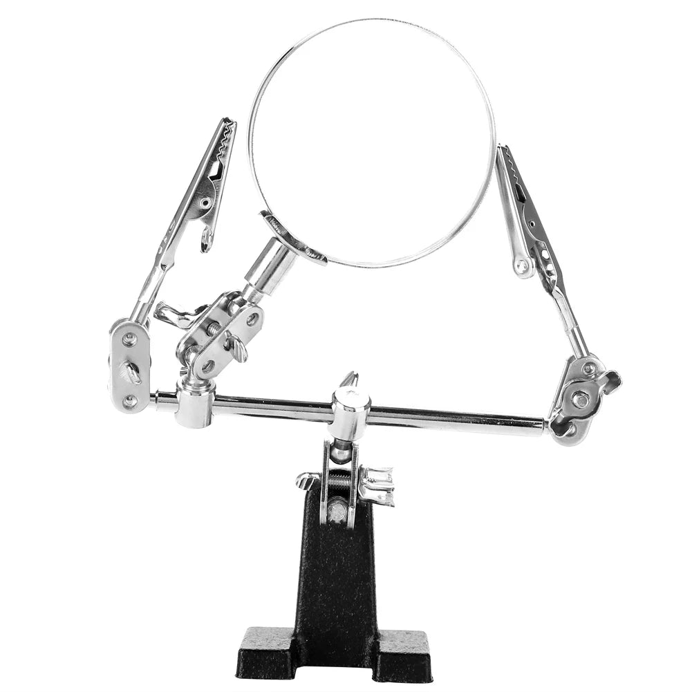 3rd Hand Helping Tool 5X Magnifying Glass Jewelry Accessory Magnifier With 2 Clamps Qme
