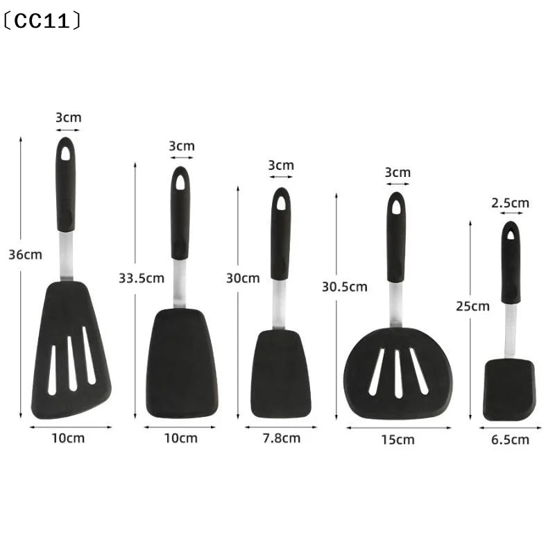 Frying Shovel Leaking Cooking Utensils Stainless Steel Silicone Qme