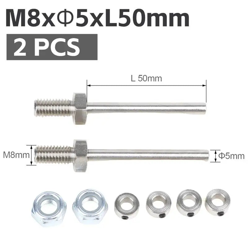 2 Pcs Wheel Axles Steel Shaft With Stop Nuts Dia 3/4/5/6MM Landing Gear Assembly M5/M6/M8 Thread Spares For RC Airplane Model Qme M8x5xL50