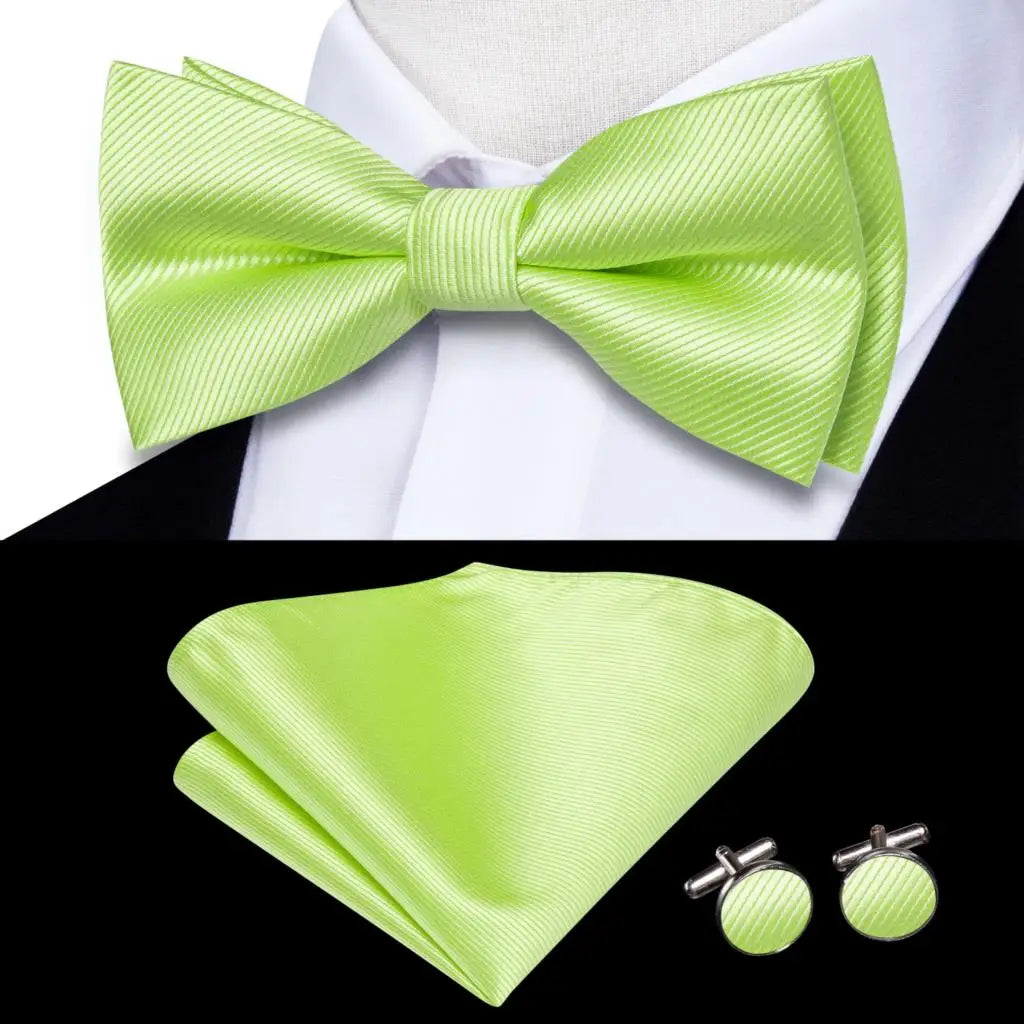 Sage Mint Grass Teal Green Mens Bow Tie Hankerchief Cufflinks Qme LDLH0595