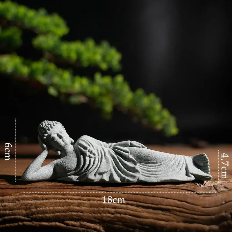 Mini Thai Green Sandstone Figurine Buddha Desk Decor Office Zen Qme A5