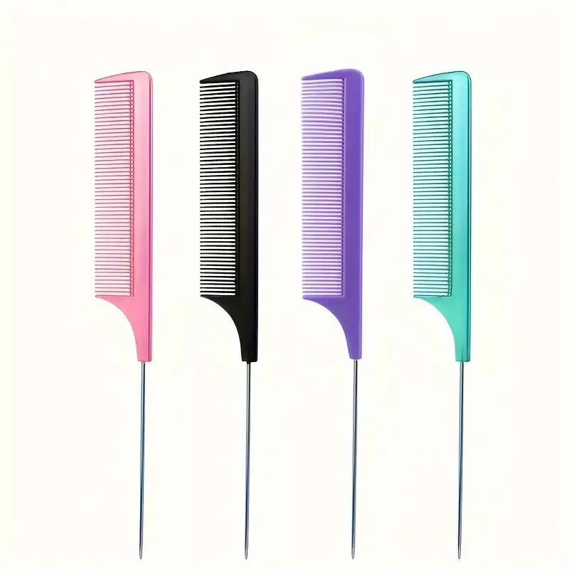 Mouse Tail Comb Steel Needle Mouse Tail Carbon Fiber Heat Resistant Teasing Comb With Stainless Steel Needle Tail Qme