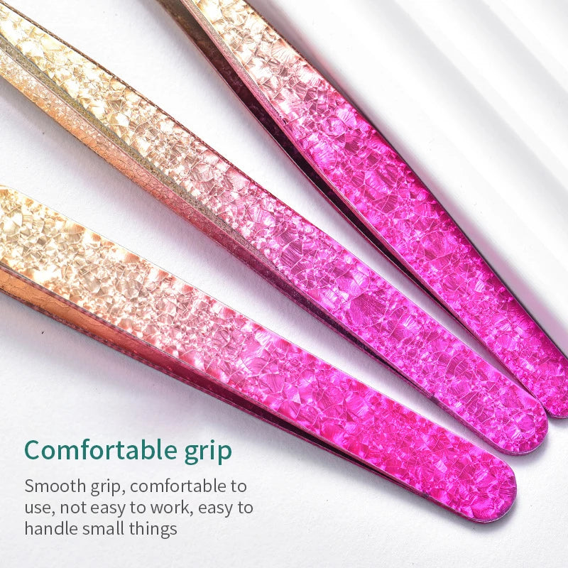 Eyelash Tweezers Ice Flower Anti-static 3D Accurate Eyebrow Grafting Qme