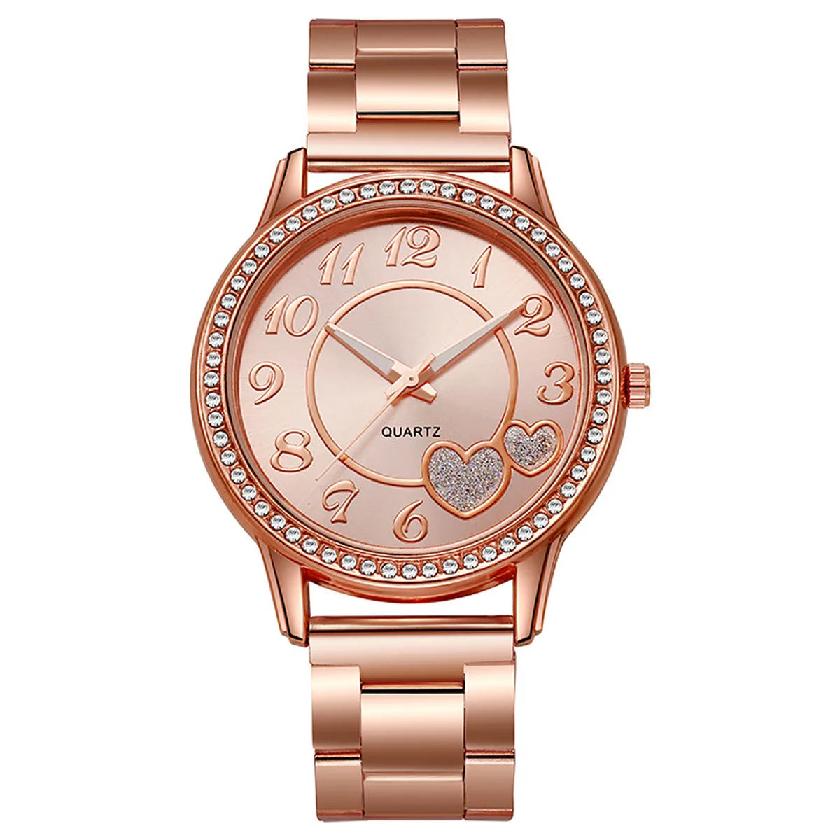 Inlaid rhinestone heart-shaped dial quartz watch, women's strap watch, exquisite dial, clothing accessories Qme style 3