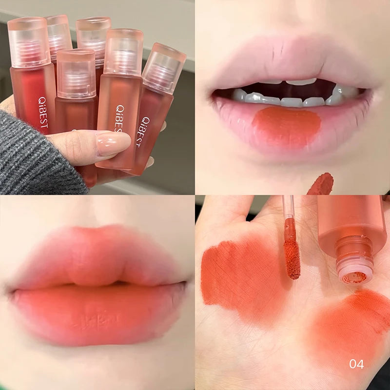 QIBEST 6 Colors Matte Nude Liquid Lipstick Velvet Durable Gloss Sexy Red Lip Stain Makeup Waterproof Lasting Lip Mud Cosmetics Qme 04 Normal