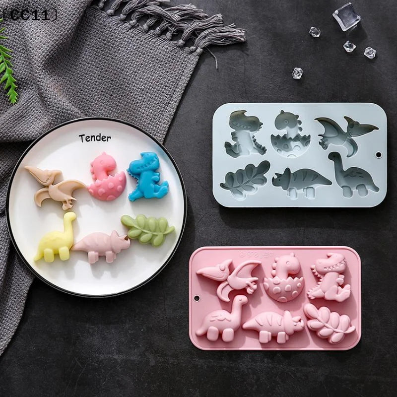 Silicone 6 Cavities Dinosaur Jello Molds Chocolate Soap Baking Qme