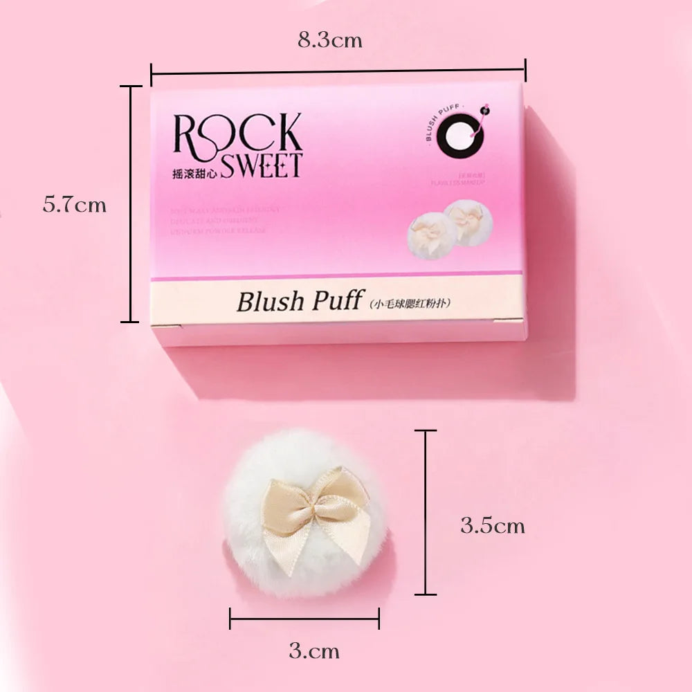 ROCK SWEET Mini Flocked Thumb Powder Puff Two Small Loose Setting Qme