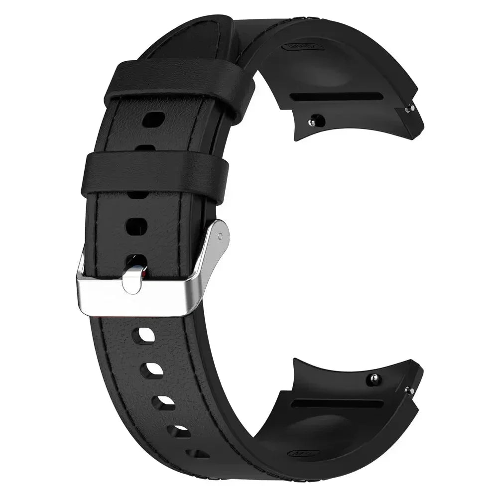 Silicone+Leather Strap For Samsung Galaxy Watch 7 6 4/5 Pro 40mm 44mm Band 6 4 Classic 47 43mm 46mm Replacement Correa Bracelet Qme