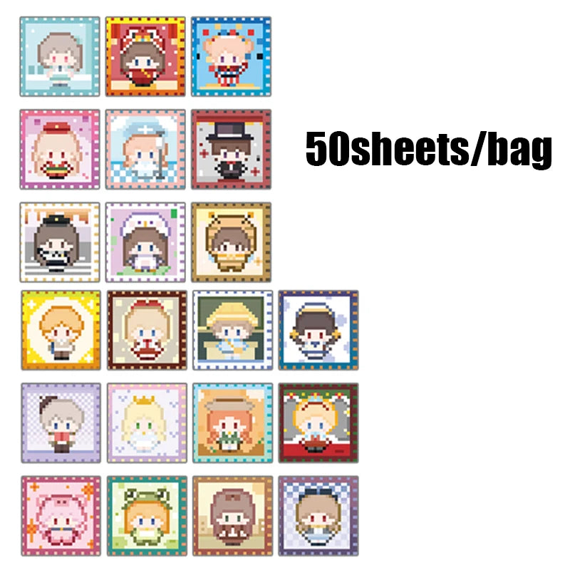 50Sheets Pixel Coloring Sticker Book Adorable Pets Theme Stress Relief Game for Scrapbooking Journaling Phone Case DIY Craft Qme 4