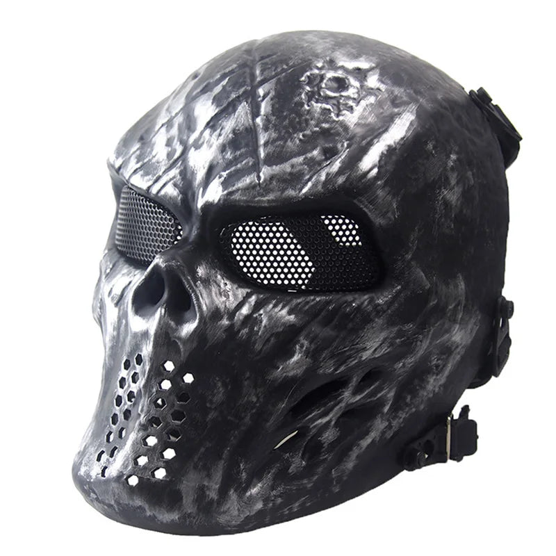 Men's Skull Warrior Mask Cool Camouflage Party Cosplay Accessory Unique Birthday Gift for Boyfriend Horror Game Party Decoration Qme Silver Gray Skull