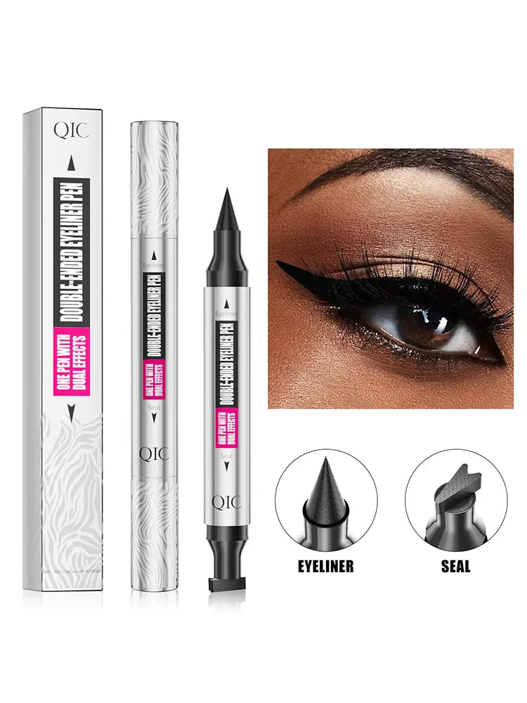 Double-ended stamp eyeliner pen, waterproof and sweat-resistant, smudge-proof liquid eyeliner pen, stamp liquid eyeliner for be Qme Q632