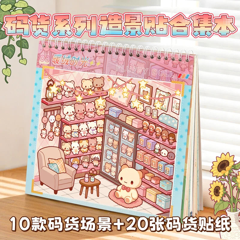 TIANZI 30/60 Pcs plus Size 3D Cartoon Castle Town Landscape Stickers DIY Aesthetic Scrapbook Decals Fun Creative Account Sticker Qme