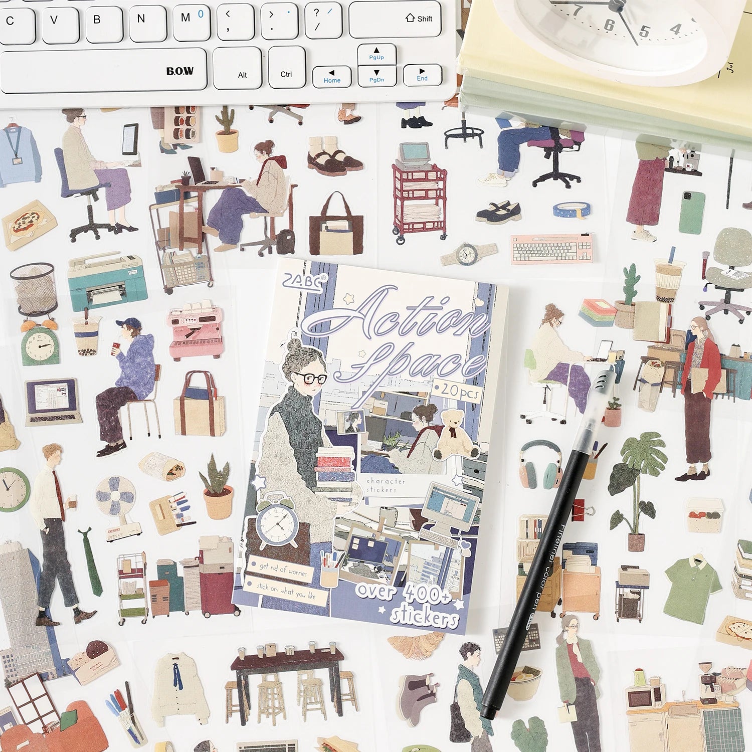 TIANZI 20/80 Pcs Cartoon Character Die-Cutting Stickers Korean Stationery DIY Scrapbooking Journal Decorative Sticker Book Qme
