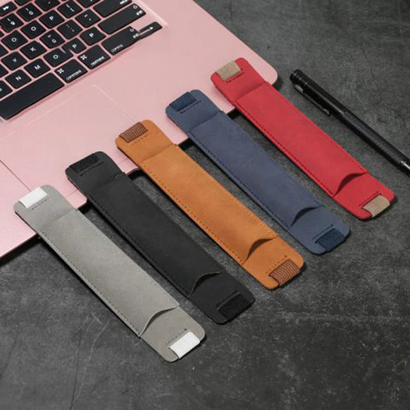 Adjustable Elastic Band Pen Holder PU Leather Sleeve Pouch Notebook Qme