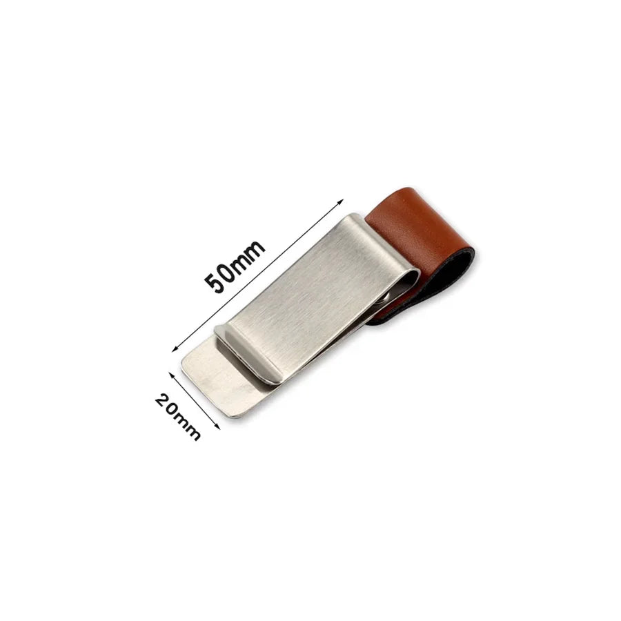 Handmade Leather Brass Stainless Steel Pen Holder Clip Journal Notebook Paper Folder Writing Office Supplies Qme C