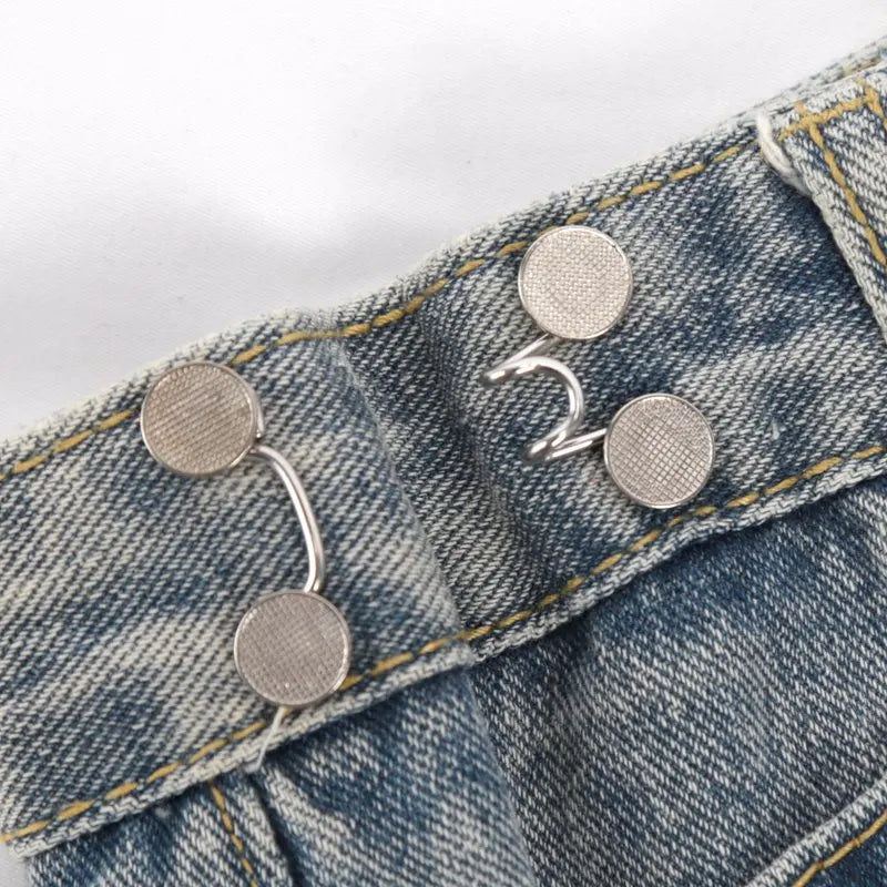 Cute Nail-free Metal Jeans Button Adjustable Waist Buckle Jean Pins Qme