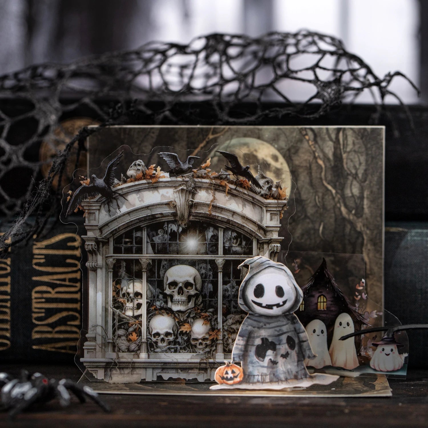 10Sheets/Bag Halloween Horror Window Gothic PET Stickers for Scrapbooking DIY, Collage Journal Decoration, Junk Journal Supplies Qme