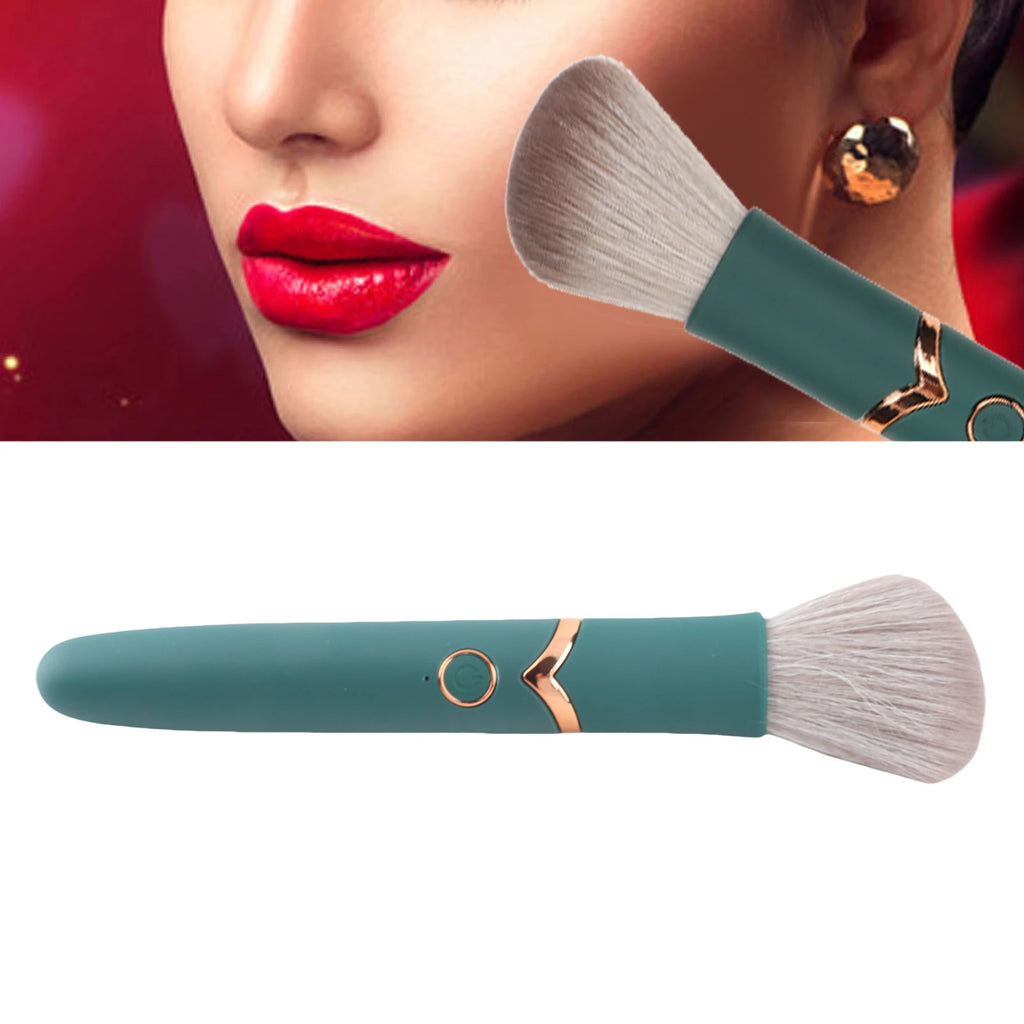 Electric Cosmetic Brush Loose Powder Brush USB Rechargeable Makeup Brush 10 Gears Soft Hair Electric Beauty Brush Green Qme