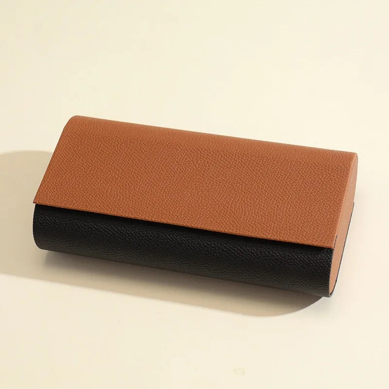Double Layer Glasses Case Sturdy Faux Leather Magnetic Closure Holds Qme