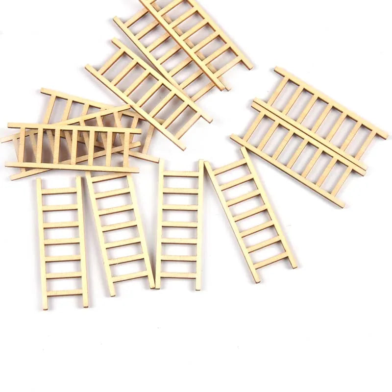 20Pcs/lot 20x60mm Natural Ladder Wood DIY Arts And Crafts Supplies Wooden Embellishments Home Handwork Accessories Garden Decor Qme