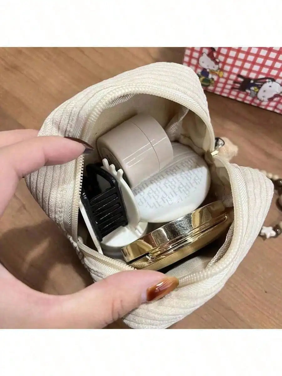 Sanrio 1 Hello Kitty Pattern Makeup Bag Embroidered Chestnut Qme