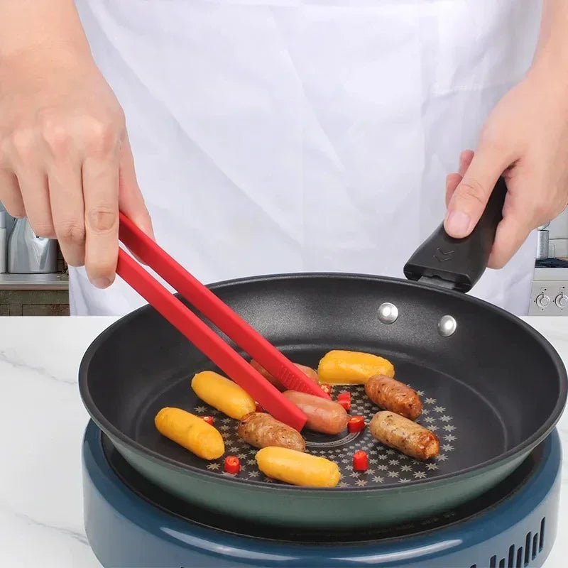 Salad Food Tongs Anti-slip Silicone Kitchen Utensils Barbecue Clip Three Prong Pliers Cookware Bbq Tool Chef Tools Gadgets Bar Qme