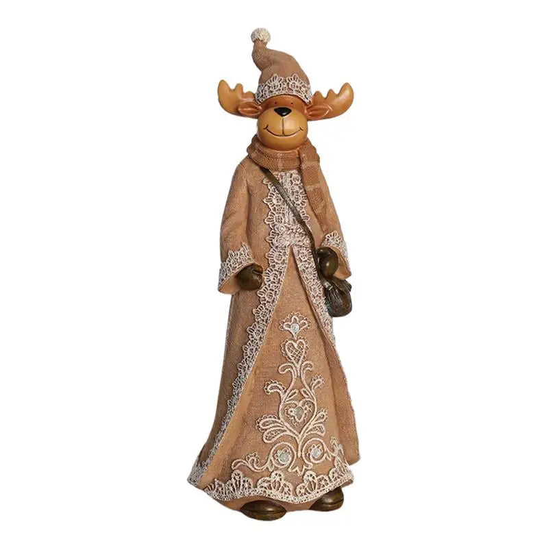 Snowman Resin Figurines Classic Imitation Linen Sculpture Handmade Qme
