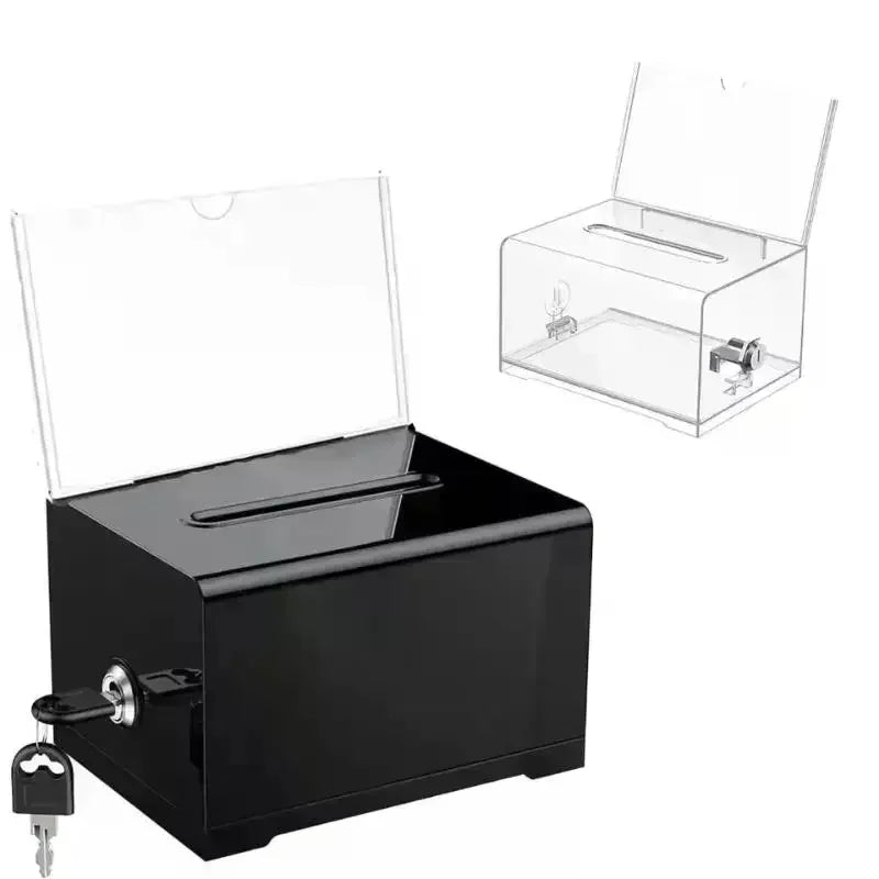 Plastic Container With Lock And Sign Holder Suggestion Box Acrylic Solid Ballot Box Durable Tip Jar Voting Qme