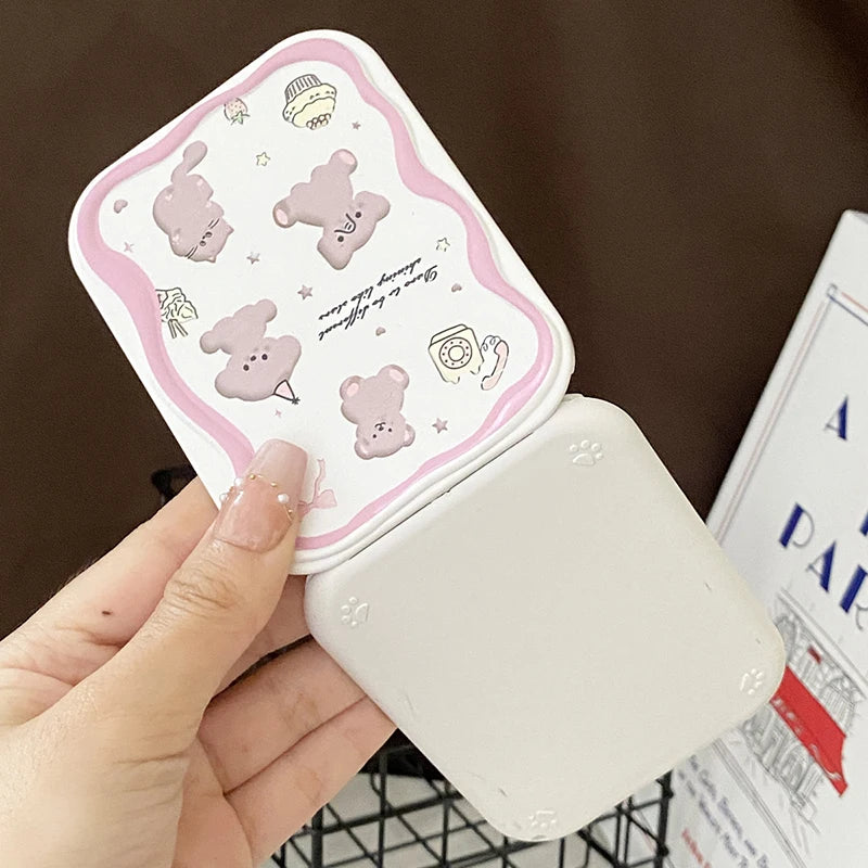 Portable Creative Women Girls Handheld Mirror Cartoon Cute Bear Qme