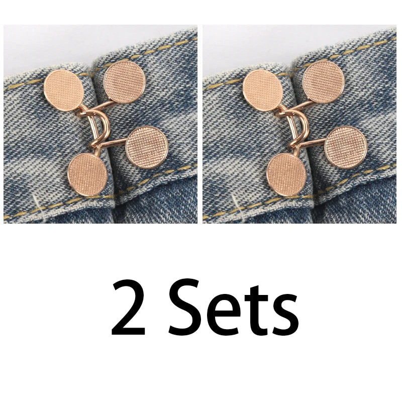 Cute Nail-free Metal Jeans Button Adjustable Waist Buckle Jean Pins Qme A13