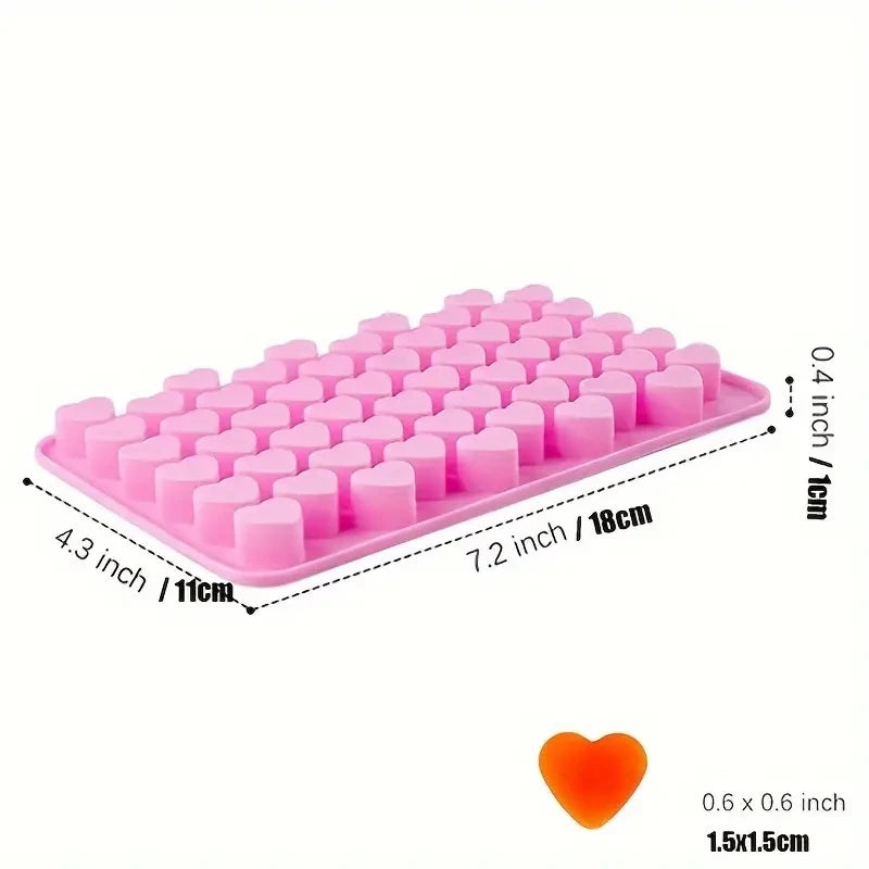 55 Mini Heart Shapes Silicone Soap Crayon Ice Cube Candy Decoration Chocolate Mold, Reusable Cake Mold Baking Kitchen Supplies Qme