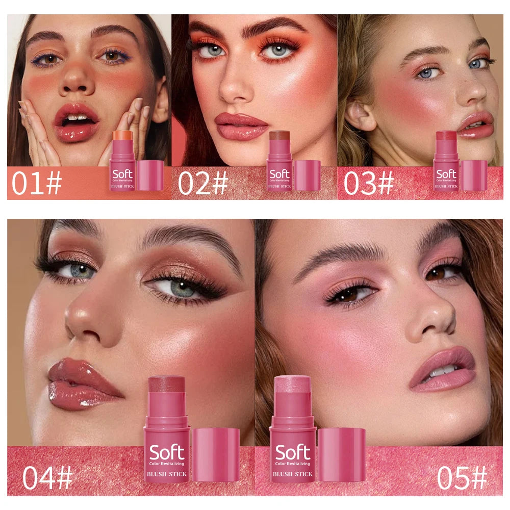 3 In 1 Multifunctional Blush Stick, Natural Matte Nude Makeup Brightening Skin Tone Makeup Stick, For Daily Face Makeup Qme