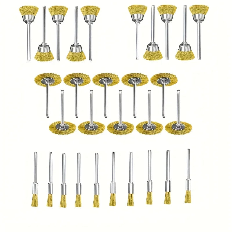 30 piece wire brush set, brass wire brush bit for cordless screwdriver, suitable for rust removal, cleaning, descaling and polis Qme copper wire brush