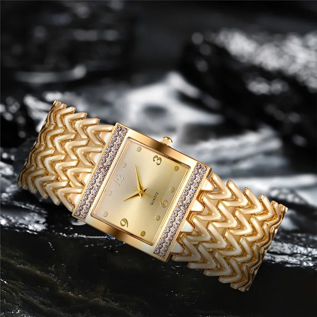 Fashion Luxury Bracelet Watches For Women Stylish Golden Silver Stainless Strap Ladies Quartz Wristwatch Clock Casual Qme
