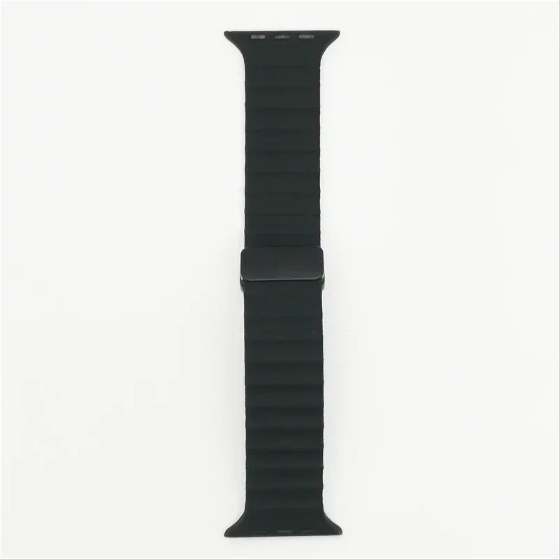Magnetic Buckle Strap For Apple Watch Band Ultra2 49mm 46 42 44 41 38mm Silicone Bracelet iWatch Ultra Series 7 6 3 se 8 9 10 Qme Black 38 40 41mm S10-42mm