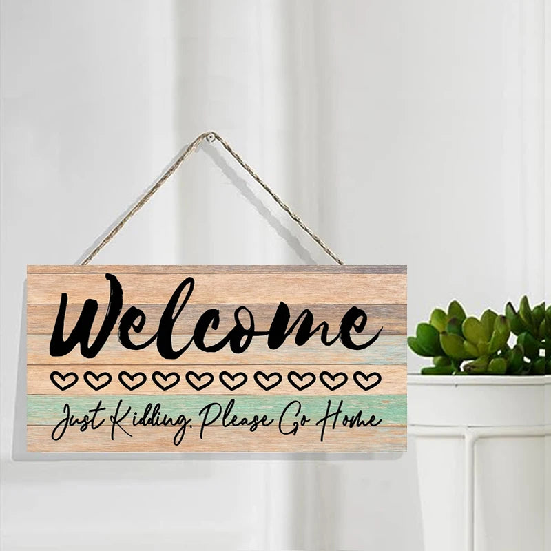Rustic Welcome Wall Hanging Decor Wood Art Plaques Sign Door Sign for Home Living Room Decor Qme