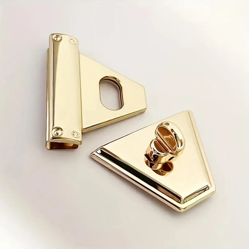 Metal Triangle Turn Lock Clasp Gold Purse Locks Hardware DIY Handbag Closure Buckle Replacement Lock For Crochet Knitted Bag Qme