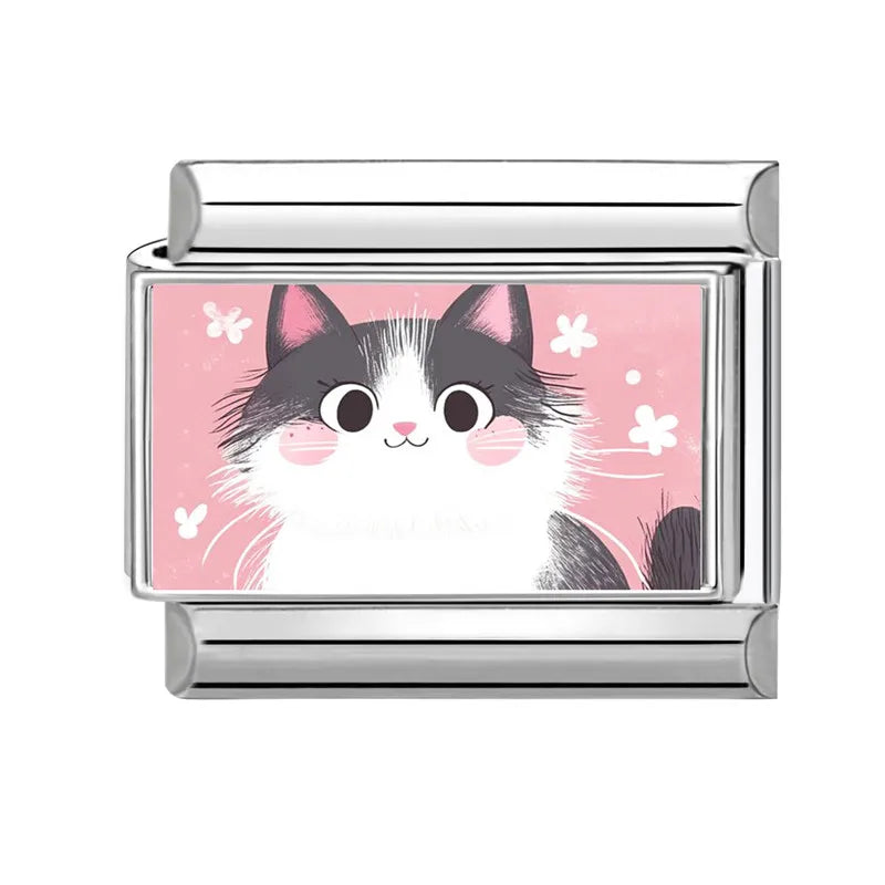 Y2K Pink Design Lovely Rabbits Tulip Flowers Strawberry Italian Charm