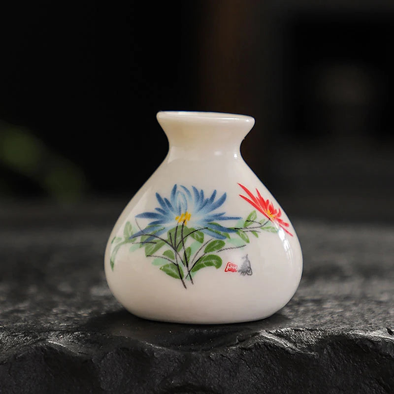 DIY Decoration Miniatures Flower Vase Crafts Giftretro White Chinese Qme A2
