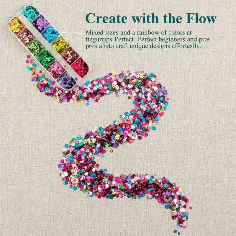 12 Grids Mini Flower Nail Glitter Colorful Mixed Circular Sequins DIY Qme Default Title