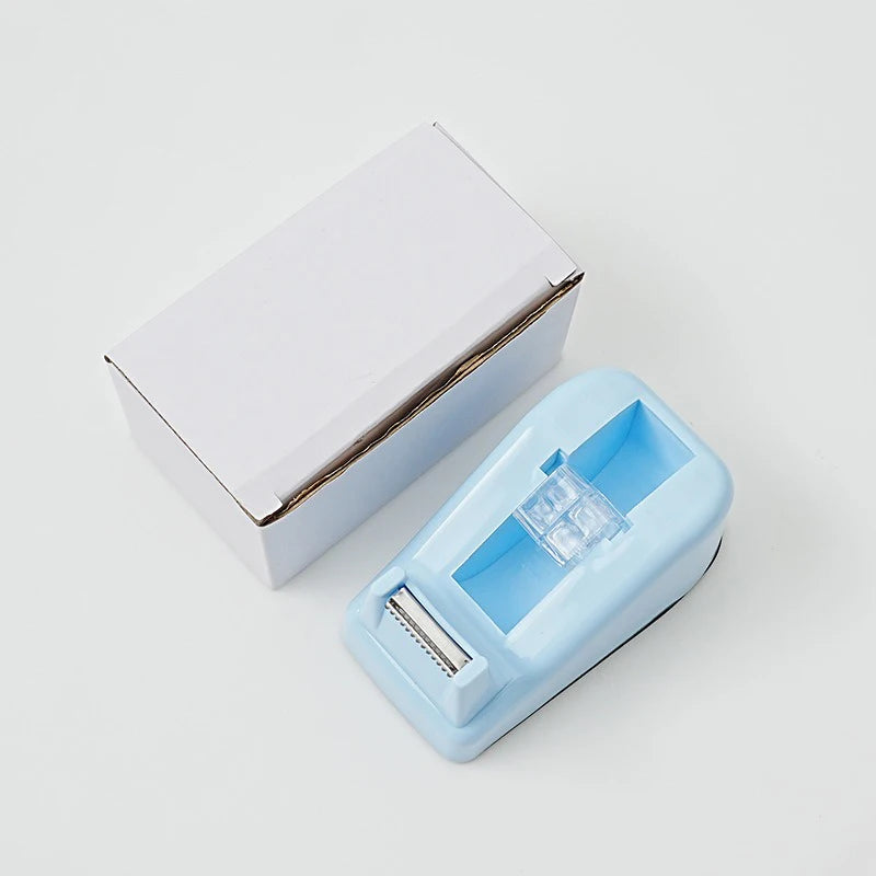 Large Tape Cutter Macaron-colored Desktop Plastic Tape Holder, Office Supplies,School DIY Crafts, Journal Making, Tape Dispenser Qme Blue