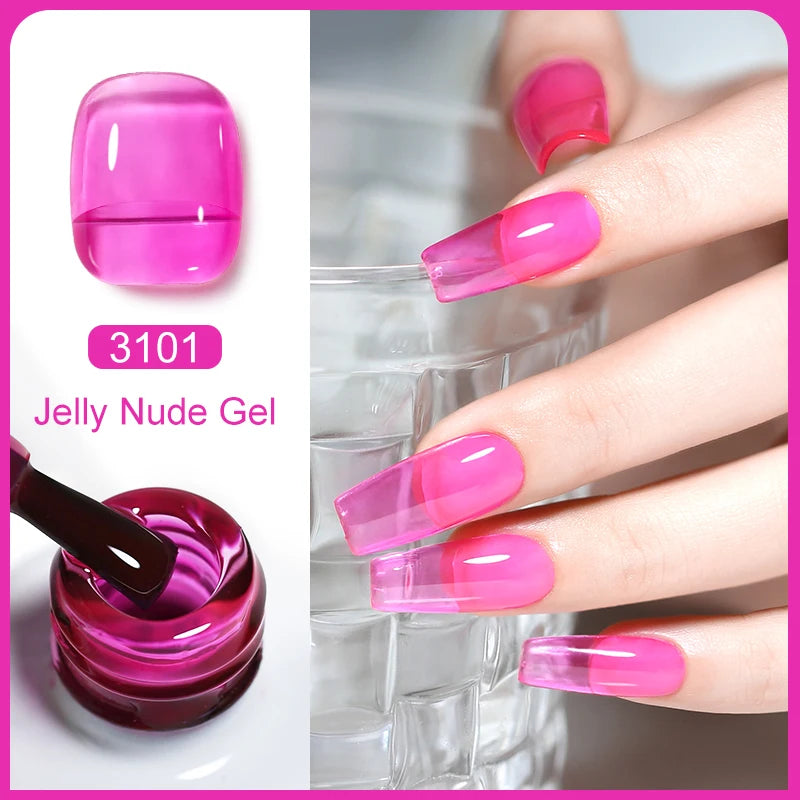 Nailco Jelly Gel Nail Polish Transparent Varnishes 44 Colors Red Pink